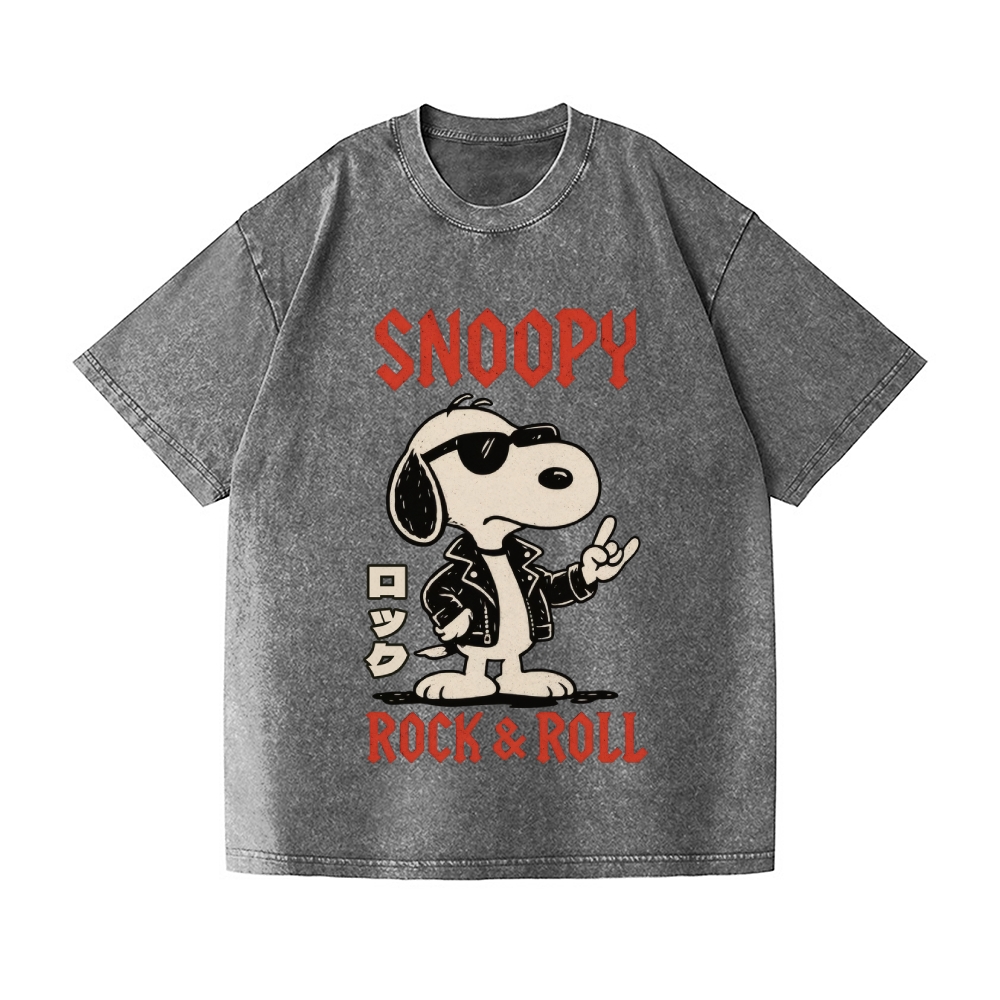 Rock Snoopy Vintage Wash Japanese Design T-Shirt