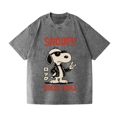Rock Snoopy Vintage Wash Japanese Design T-Shirt