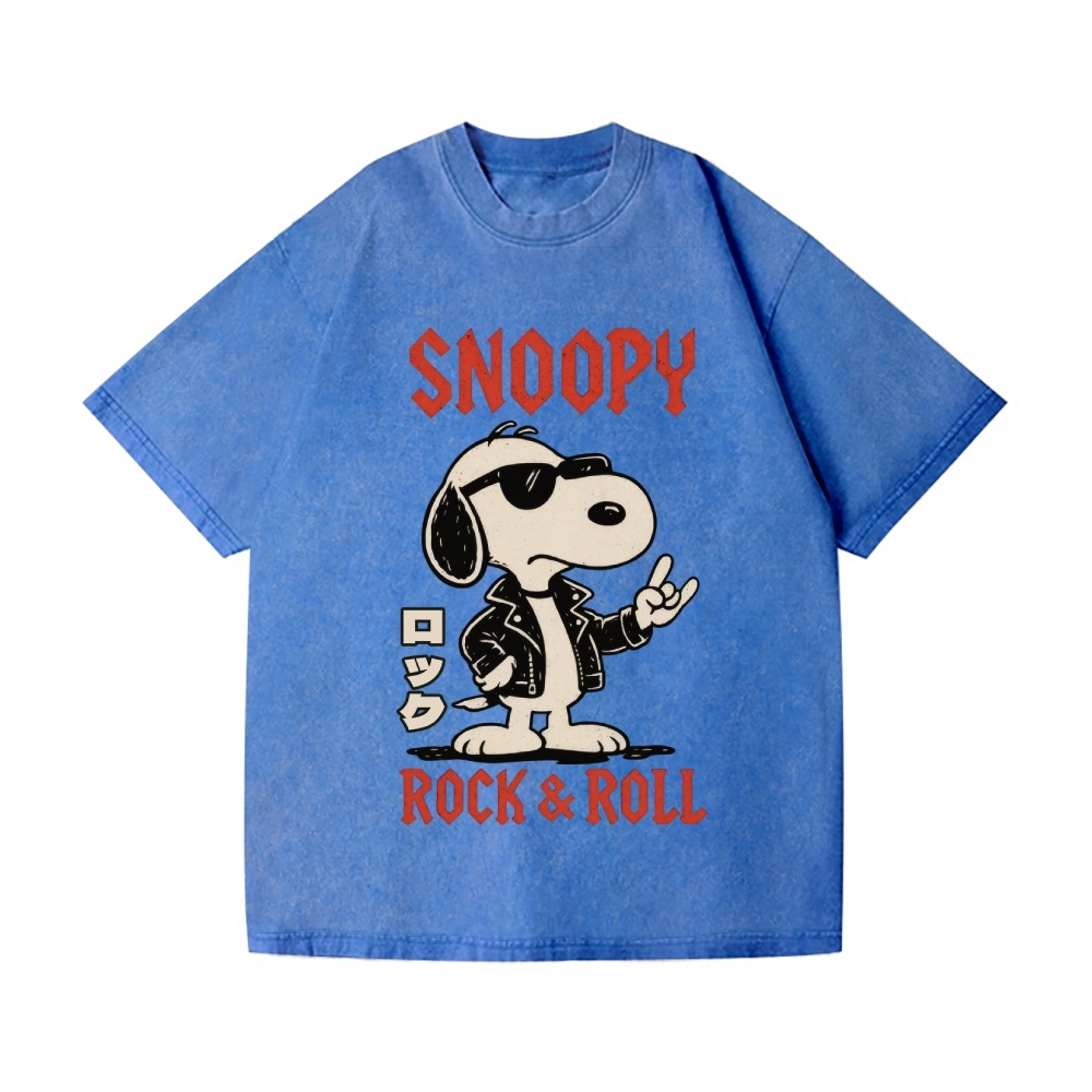 Rock Snoopy Vintage Wash Japanese Design T-Shirt