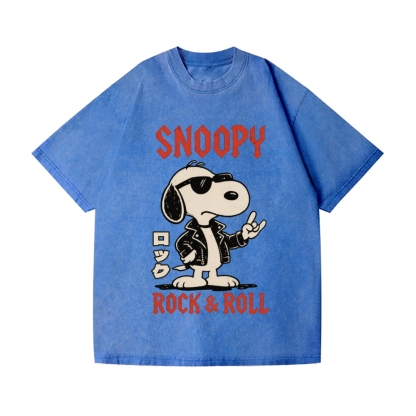 Rock Snoopy Vintage Wash Japanese Design T-Shirt