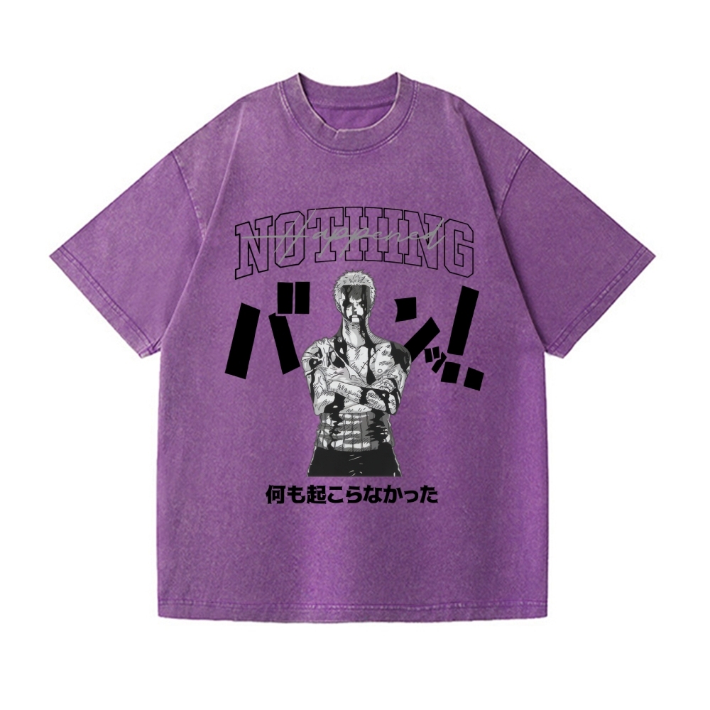 One Piece Zoro Vintage Wash Japanese Design T-Shirt