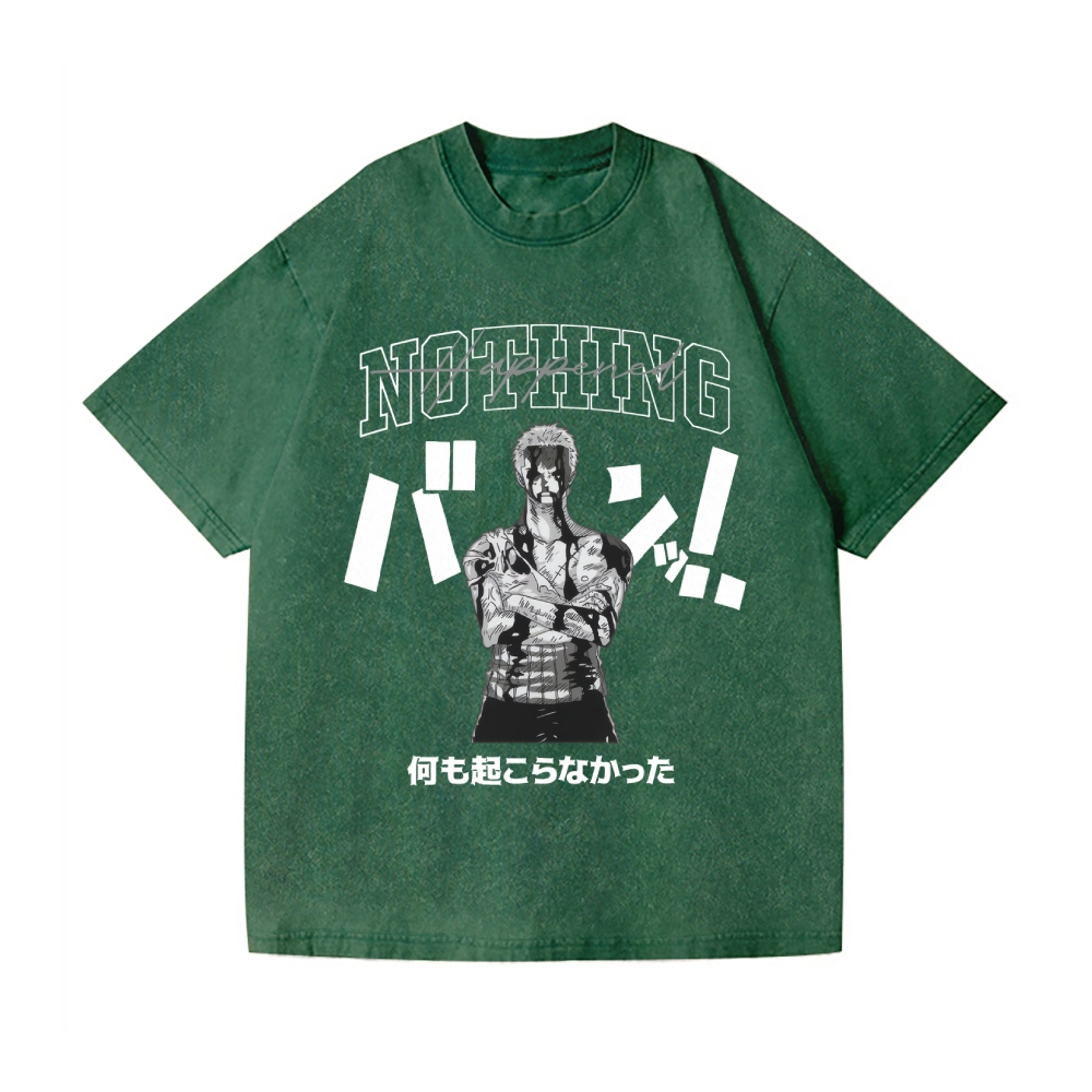 One Piece Zoro Vintage Wash Japanese Design T-Shirt