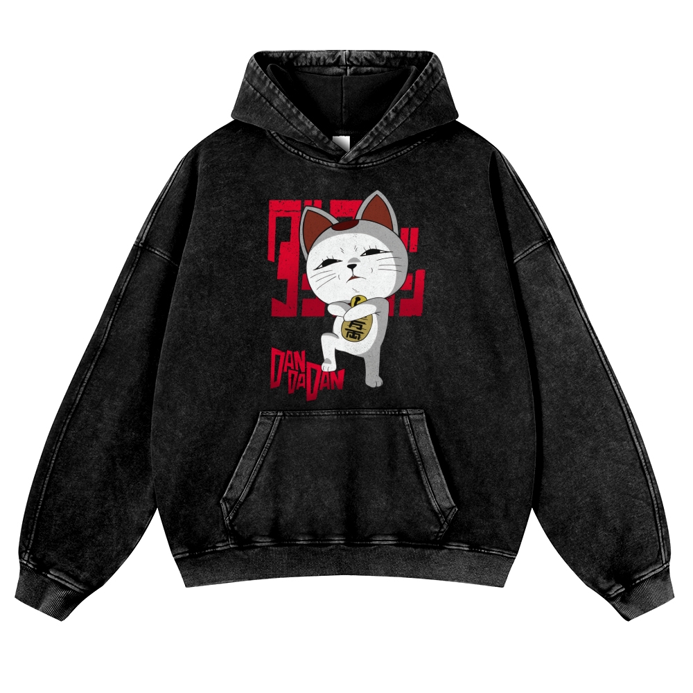 Turbo Cat Vintage Washed Thick Cotton Hoodie