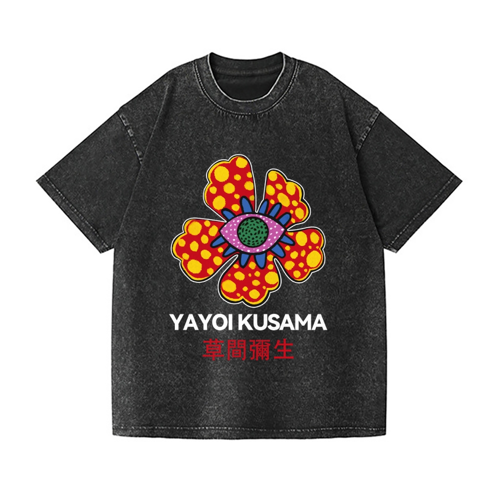 Yayoi Kusama Flower Vintage Wash Japanese Design T-Shirt