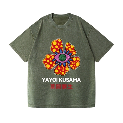 Yayoi Kusama Flower Vintage Wash Japanese Design T-Shirt