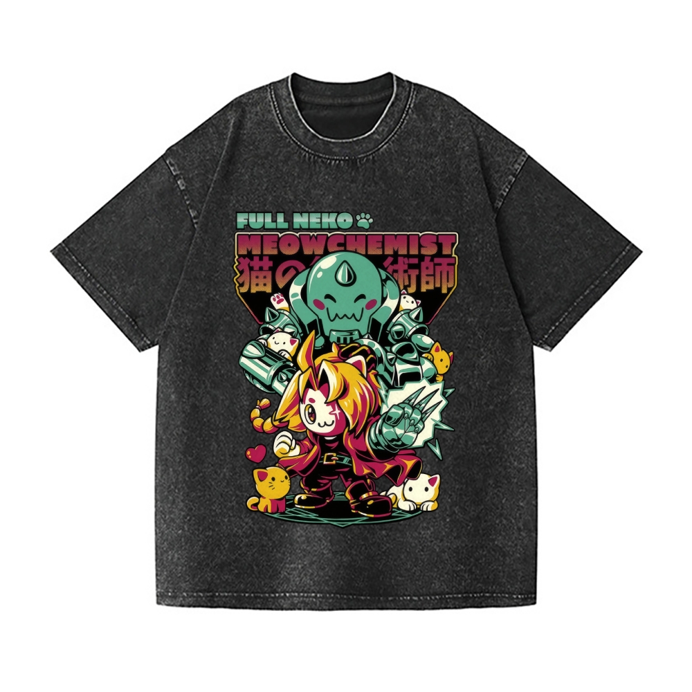 Full Neko Meowchemist Vintage Wash Japanese Design T-Shirt