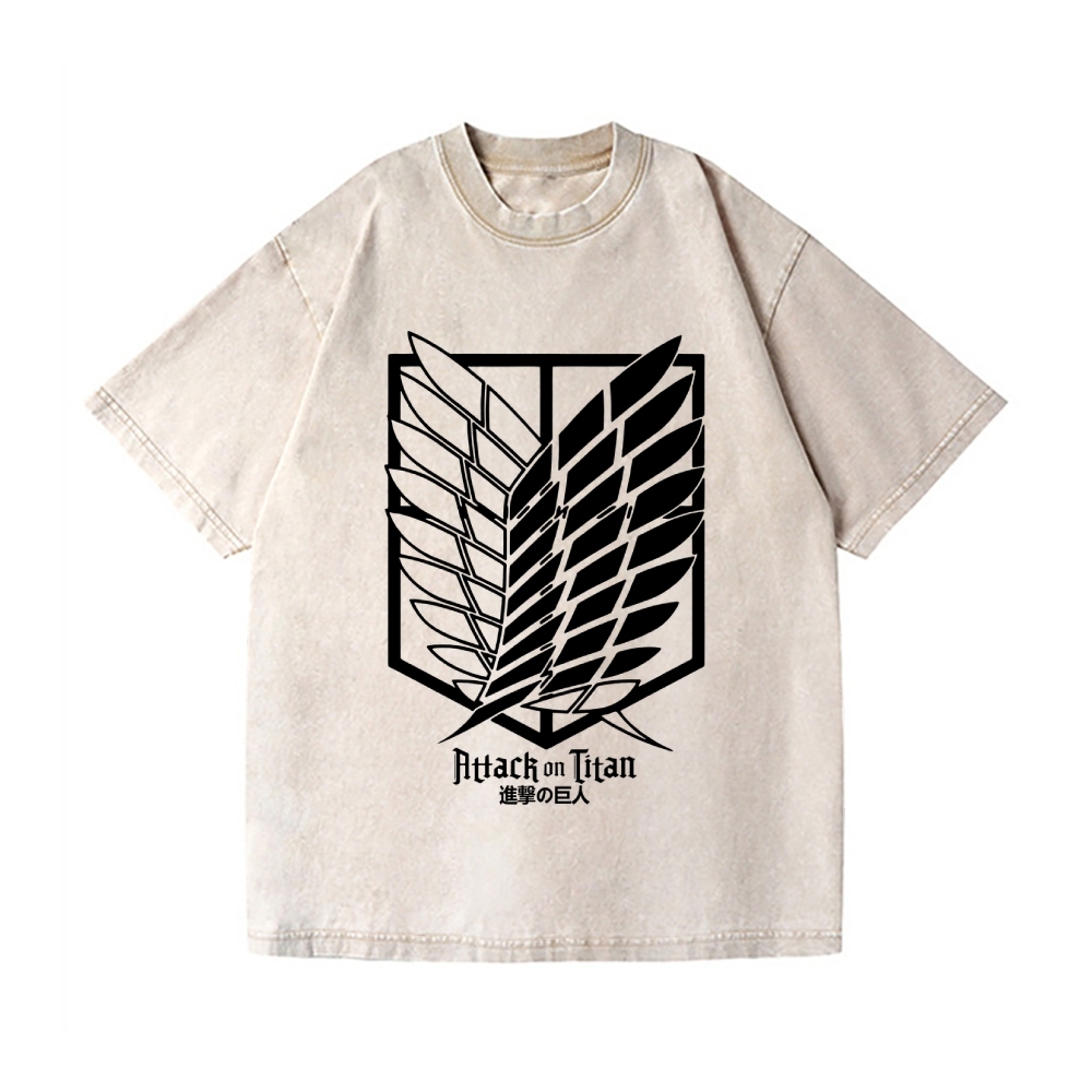Scout Regiment Emblem Attack Titan Vintage Wash Japanese Design T-Shirt
