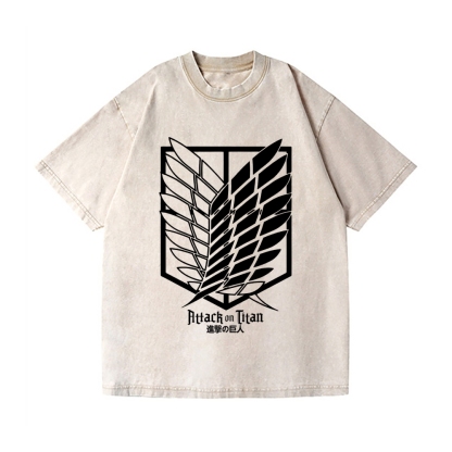 Scout Regiment Emblem Attack Titan Vintage Wash Japanese Design T-Shirt