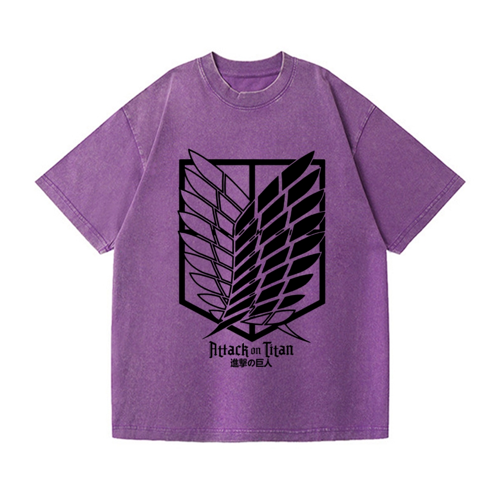 Scout Regiment Emblem Attack Titan Vintage Wash Japanese Design T-Shirt