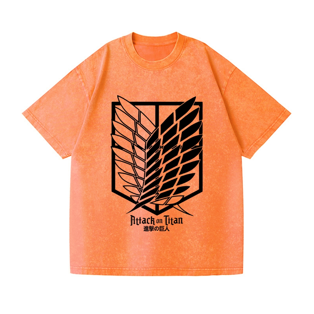 Scout Regiment Emblem Attack Titan Vintage Wash Japanese Design T-Shirt