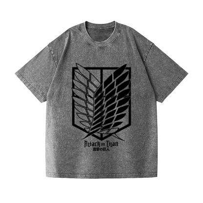Scout Regiment Emblem Attack Titan Vintage Wash Japanese Design T-Shirt