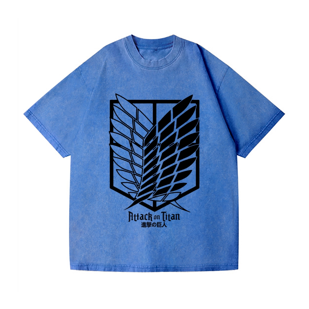 Scout Regiment Emblem Attack Titan Vintage Wash Japanese Design T-Shirt