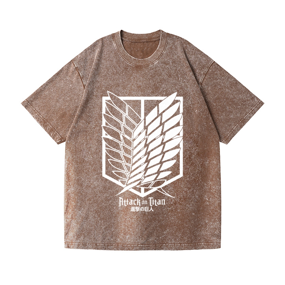 Scout Regiment Emblem Attack Titan Vintage Wash Japanese Design T-Shirt