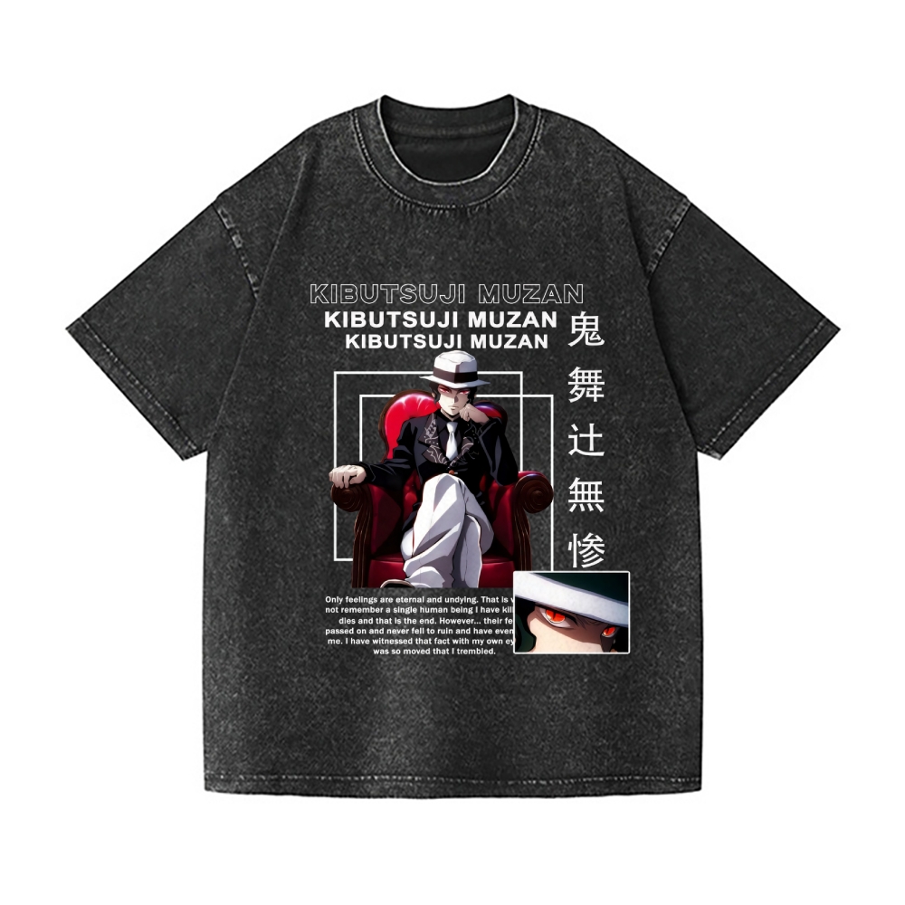 Deamon Kibutsuji Muzan Vintage Wash Japanese Design T-Shirt