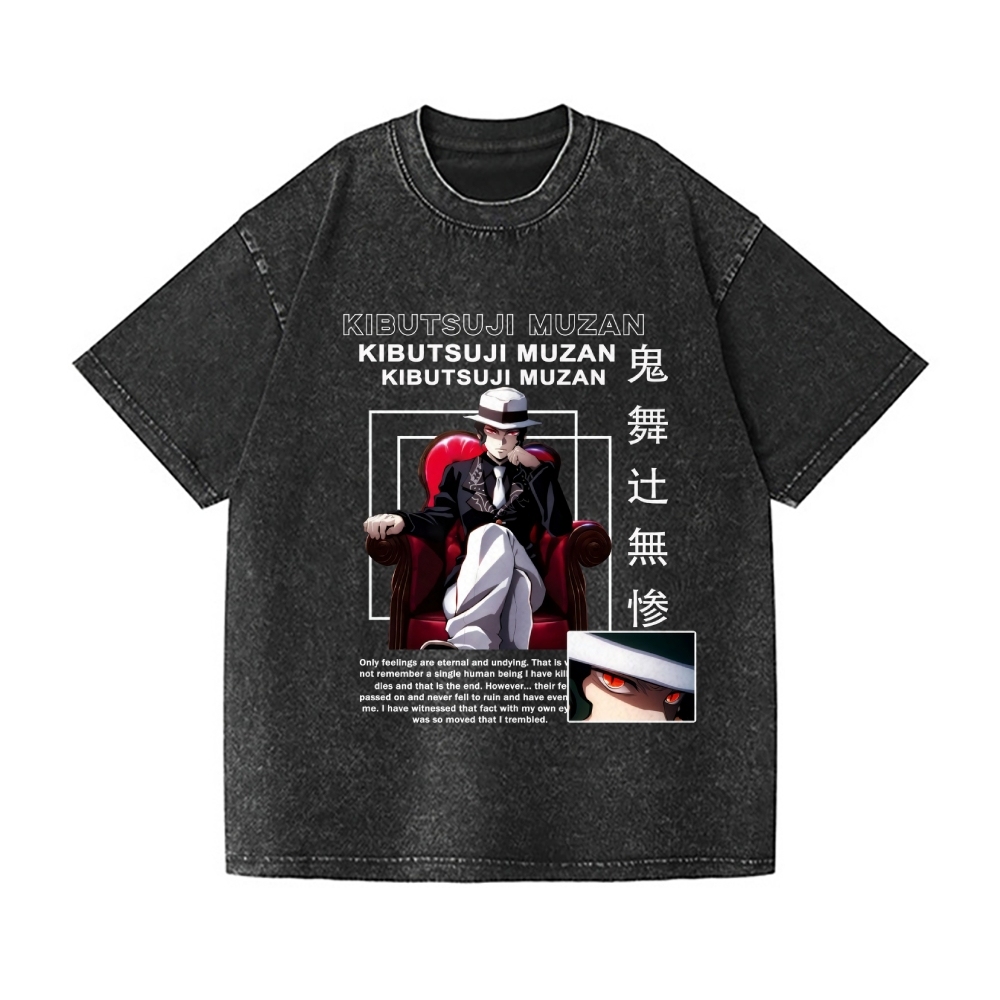 Deamon Kibutsuji Muzan Vintage Wash Japanese Design T-Shirt