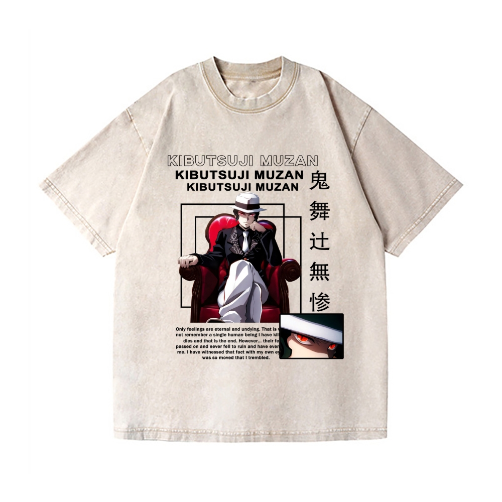 Deamon Kibutsuji Muzan Vintage Wash Japanese Design T-Shirt