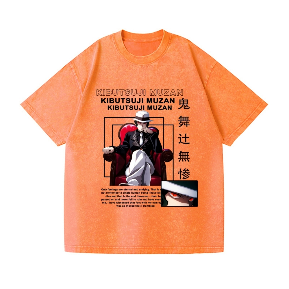 Deamon Kibutsuji Muzan Vintage Wash Japanese Design T-Shirt