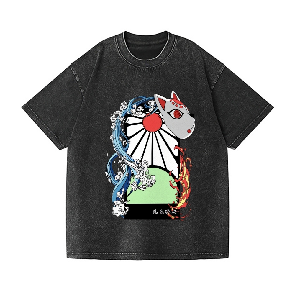 Deamon Hanafuda Vintage Wash Japanese Design T-Shirt