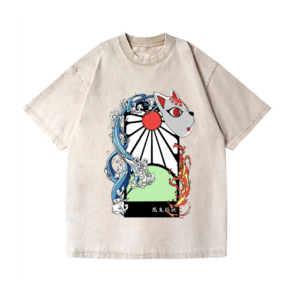 Deamon Hanafuda Vintage Wash Japanese Design T-Shirt