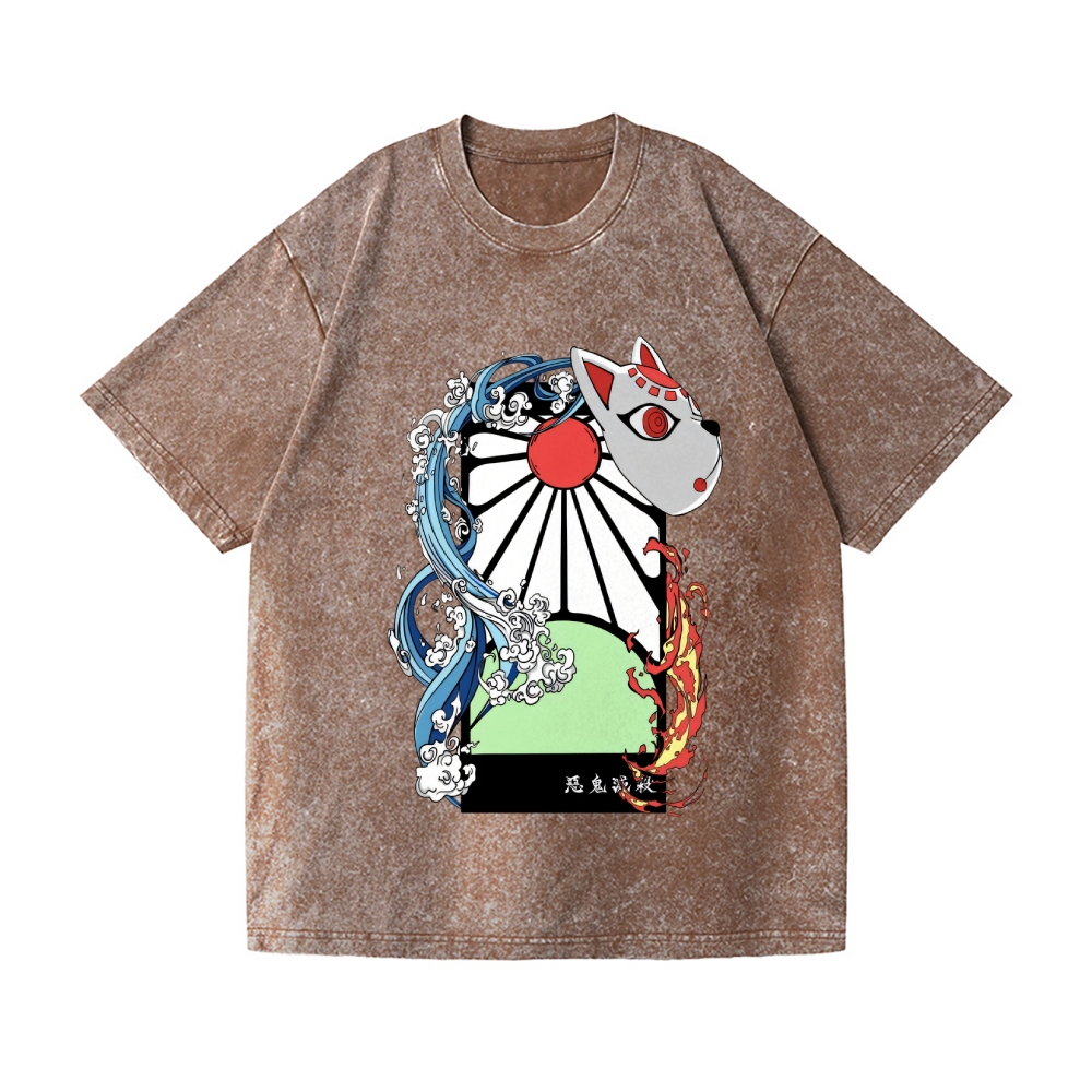 Deamon Hanafuda Vintage Wash Japanese Design T-Shirt