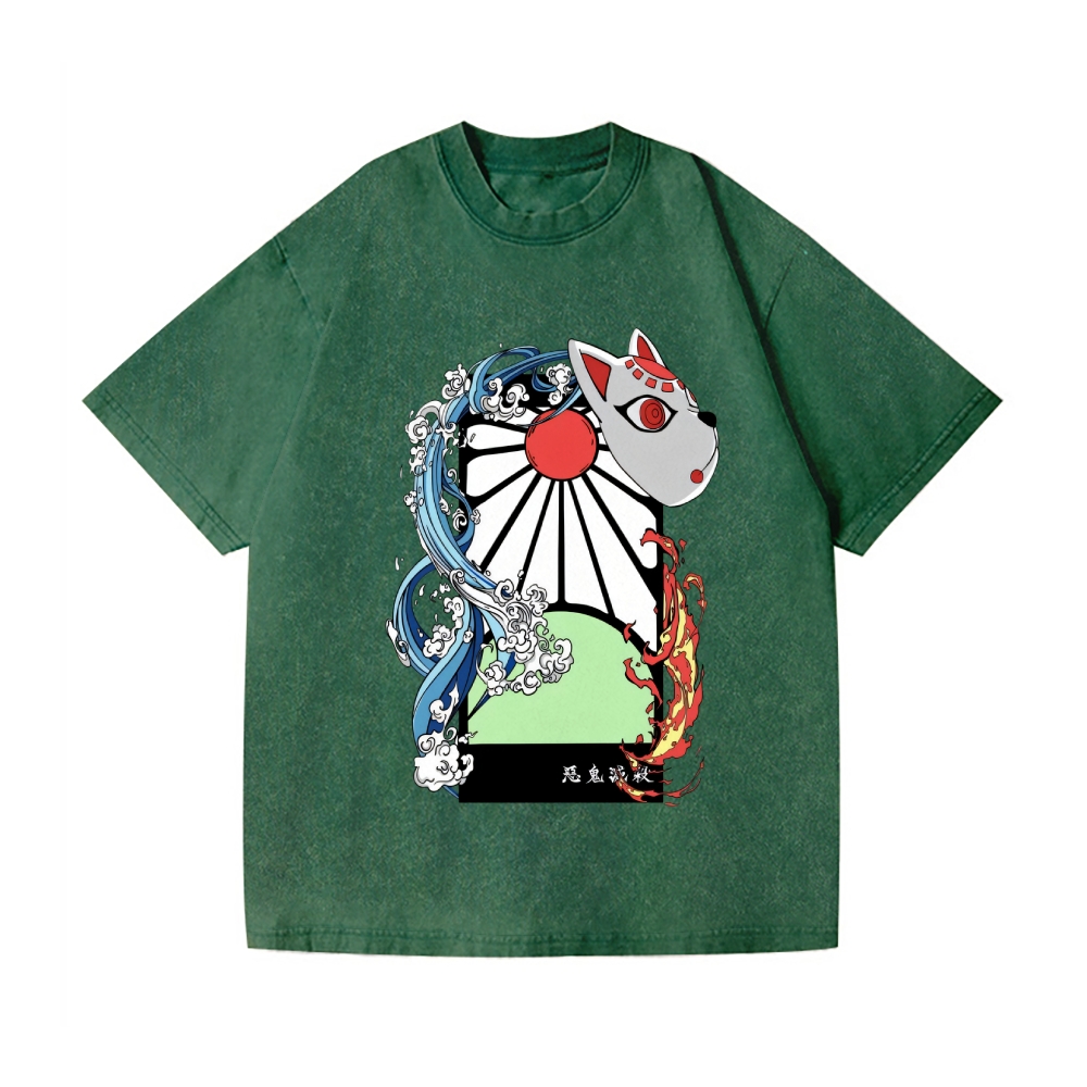 Deamon Hanafuda Vintage Wash Japanese Design T-Shirt