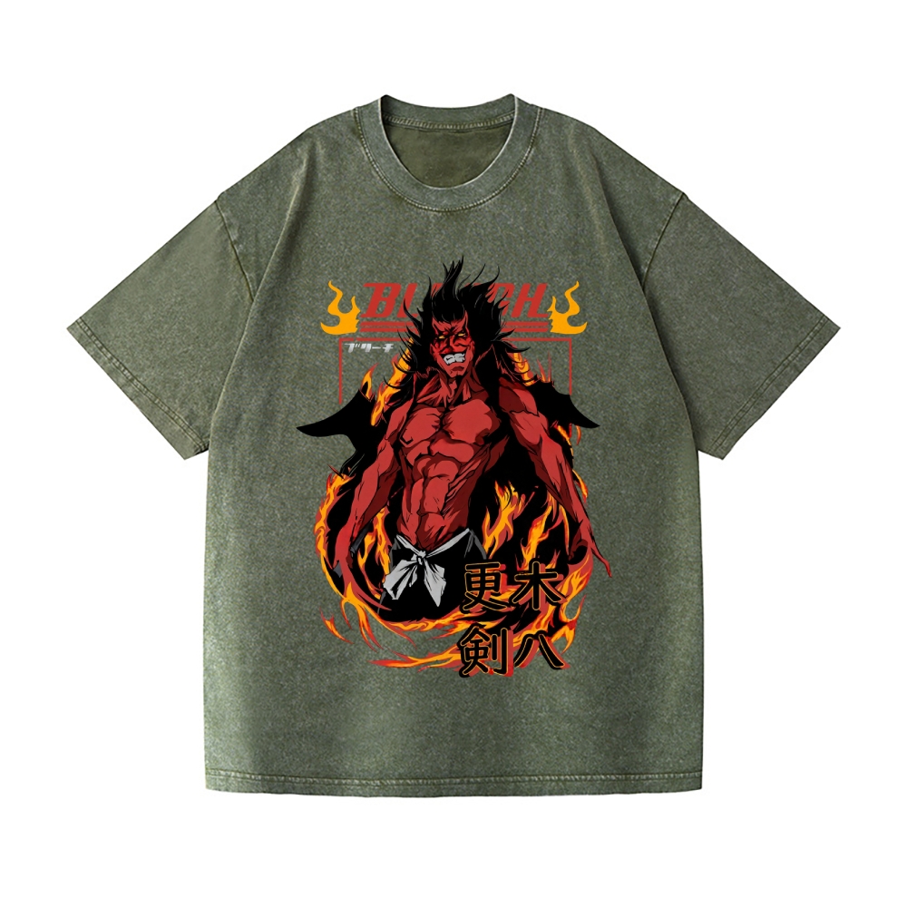 Bleach Zaraki Kenpachi Vintage Wash Japanese Design T-Shirt