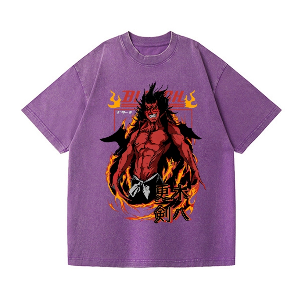 Bleach Zaraki Kenpachi Vintage Wash Japanese Design T-Shirt