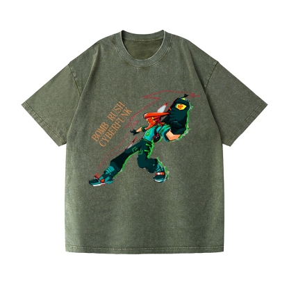 Funny Bomb Rush Cyberfunk  Vintage Wash Japanese Design T-Shirt