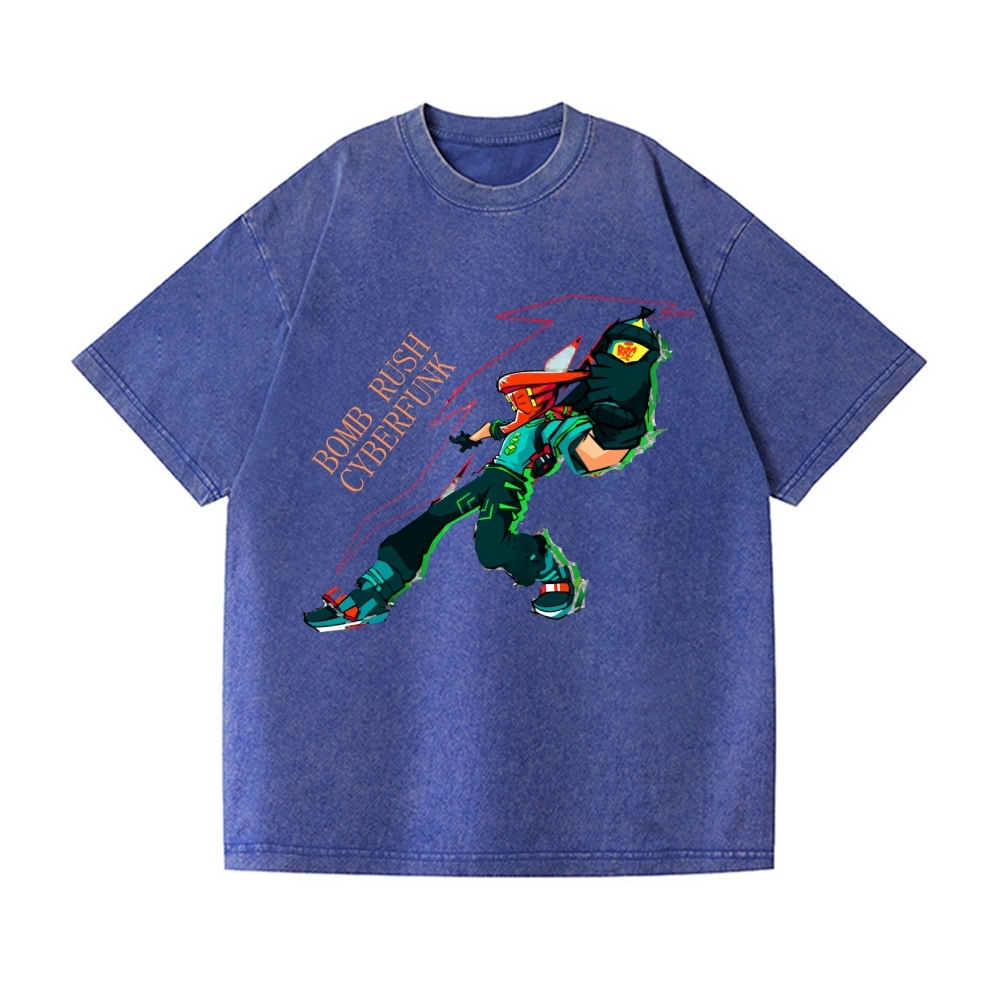 Funny Bomb Rush Cyberfunk  Vintage Wash Japanese Design T-Shirt