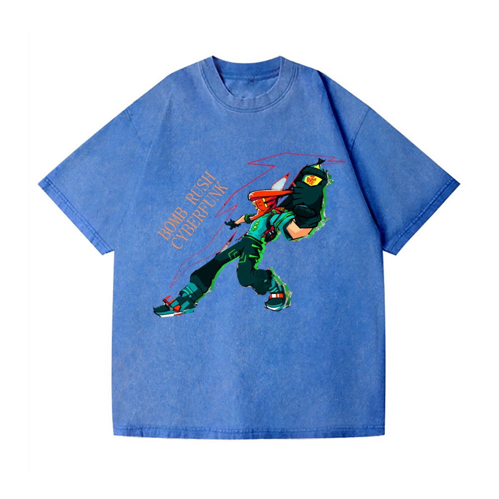 Funny Bomb Rush Cyberfunk  Vintage Wash Japanese Design T-Shirt