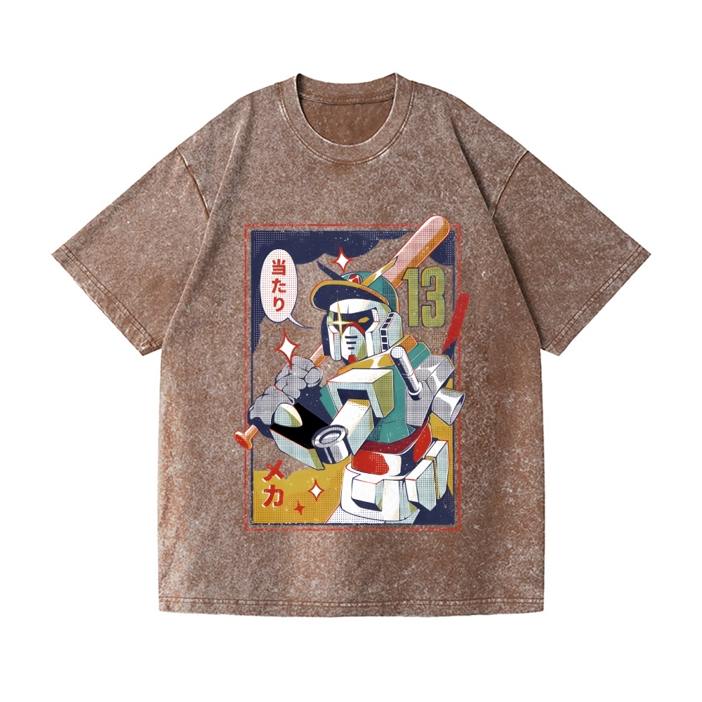 MSG Baseball Mecha Vintage Wash Japanese Design T-Shirt