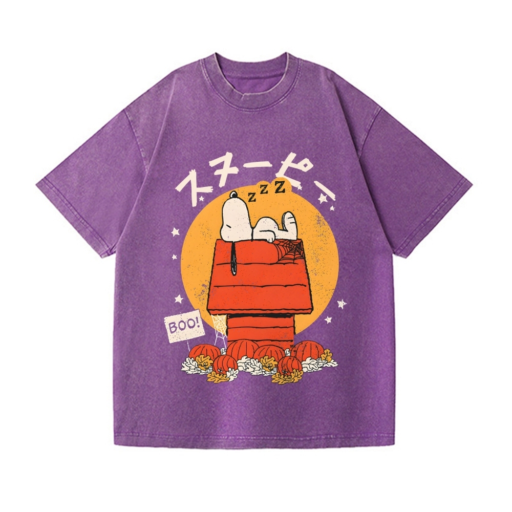 Halloween Dog Vintage Wash Japanese Design T-Shirt
