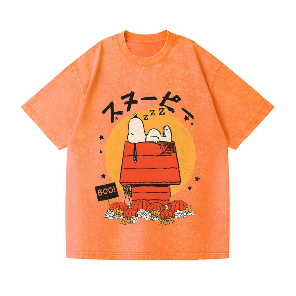 Halloween Dog Vintage Wash Japanese Design T-Shirt