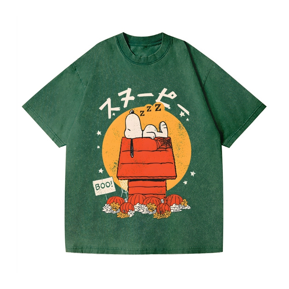 Halloween Dog Vintage Wash Japanese Design T-Shirt