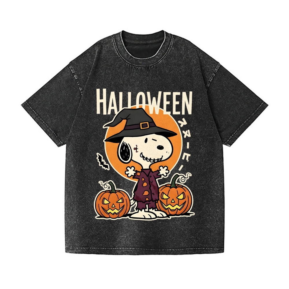 Halloween Dog Vintage Wash Japanese Design T-Shirt
