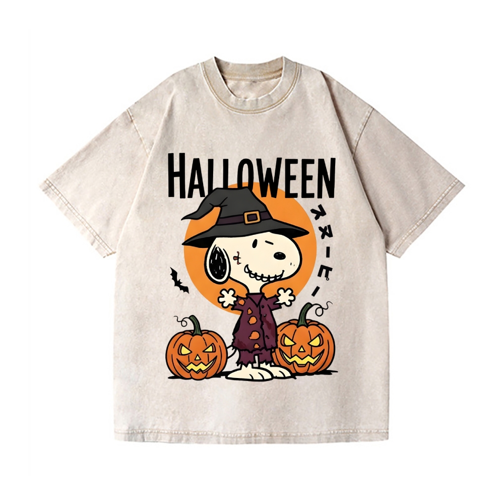 Halloween Dog Vintage Wash Japanese Design T-Shirt