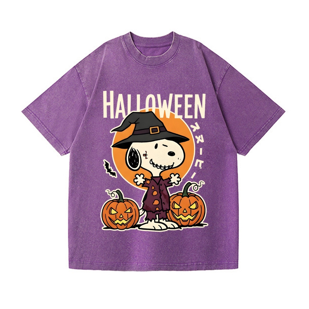 Halloween Dog Vintage Wash Japanese Design T-Shirt