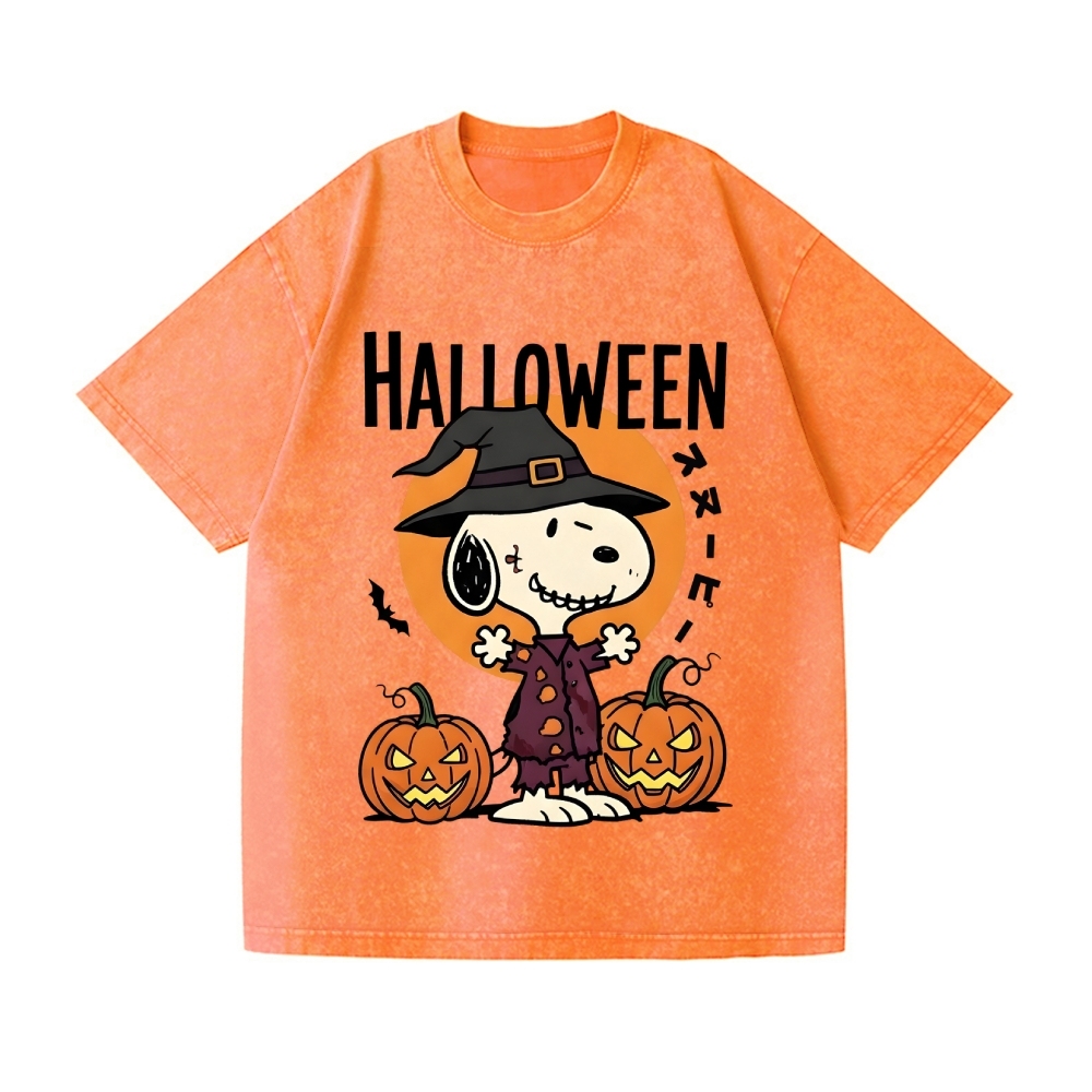 Halloween Dog Vintage Wash Japanese Design T-Shirt