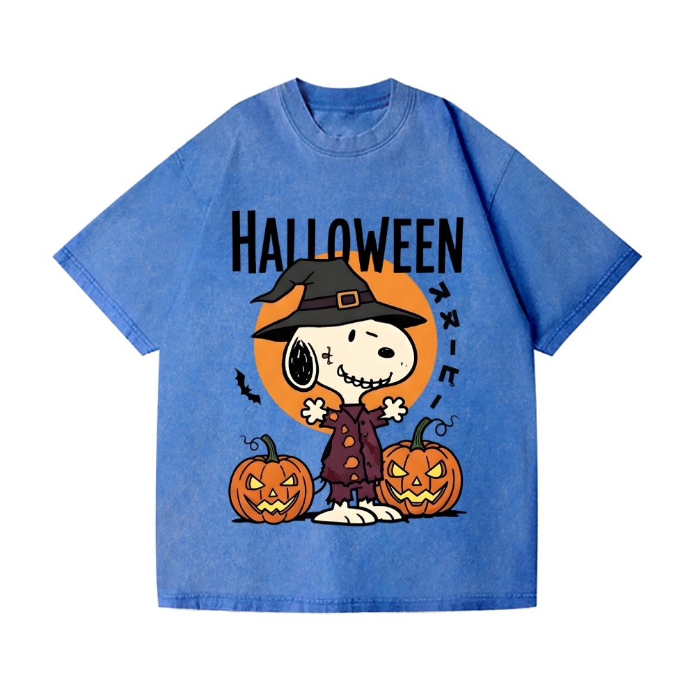 Halloween Dog Vintage Wash Japanese Design T-Shirt