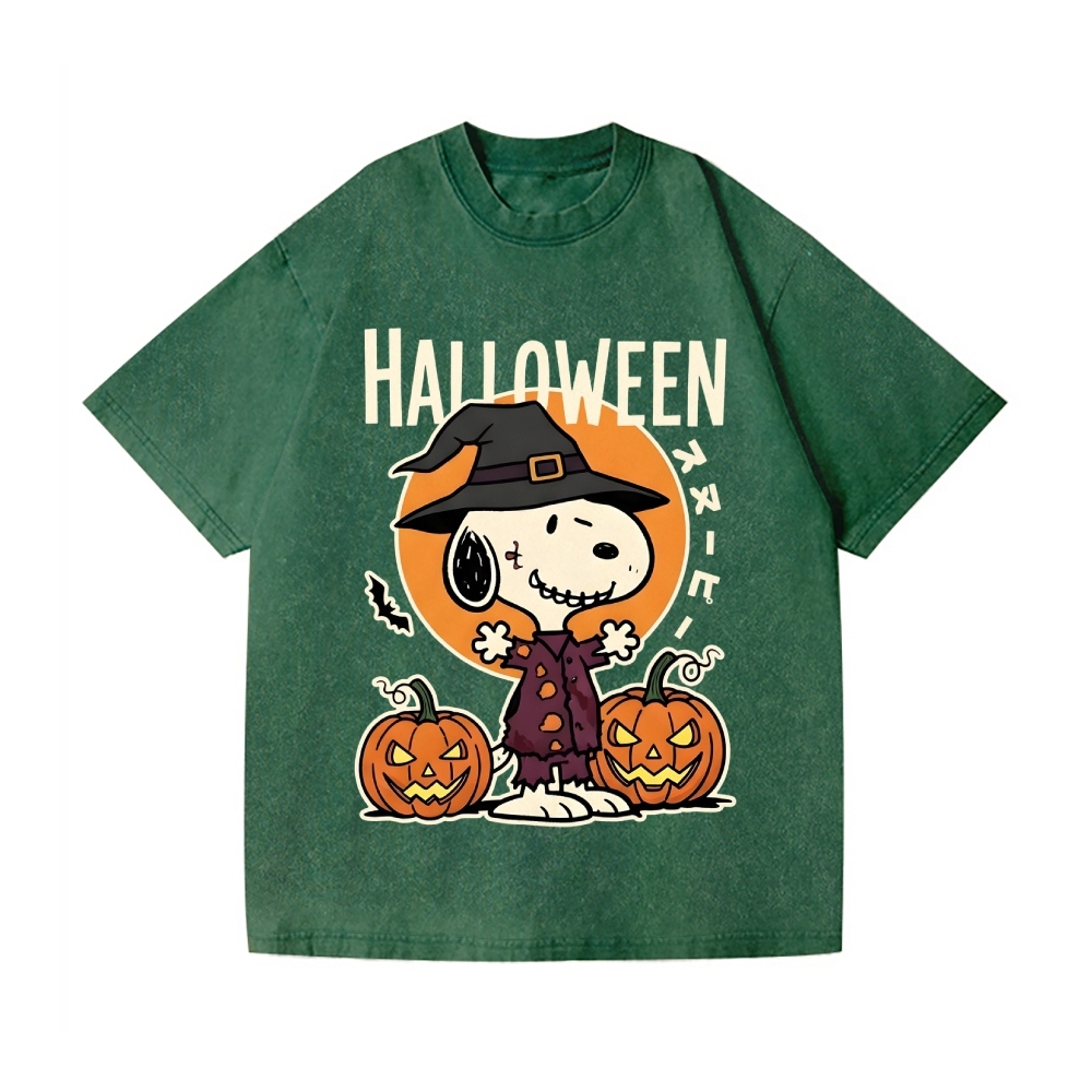 Halloween Dog Vintage Wash Japanese Design T-Shirt