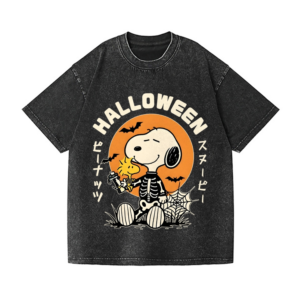 Halloween Dog Vintage Wash Japanese Design T-Shirt