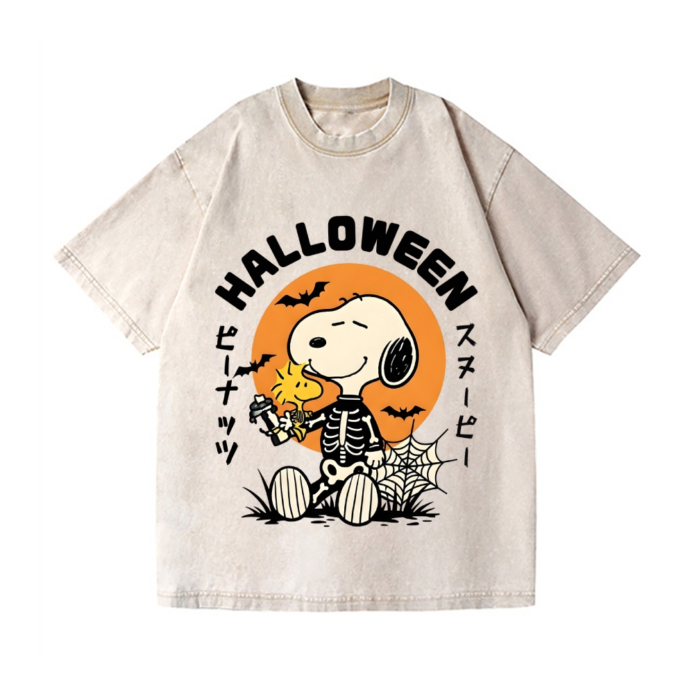 Halloween Dog Vintage Wash Japanese Design T-Shirt