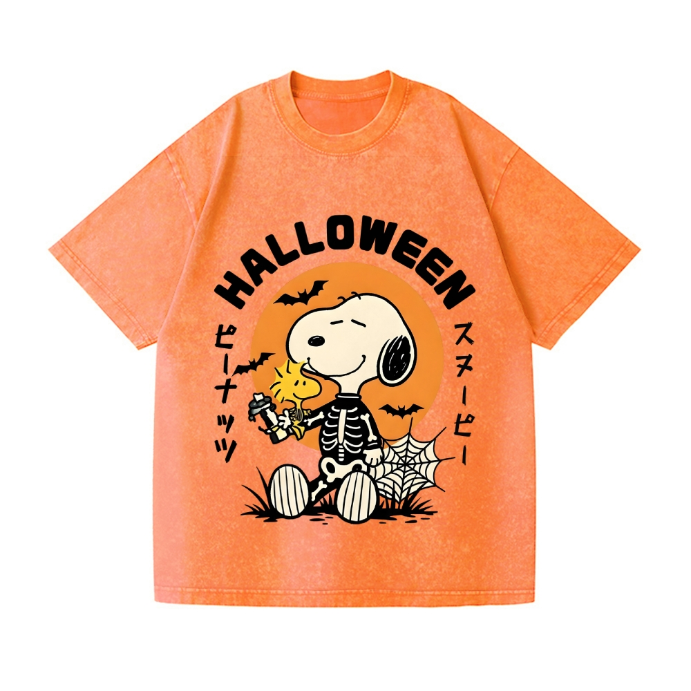 Halloween Dog Vintage Wash Japanese Design T-Shirt