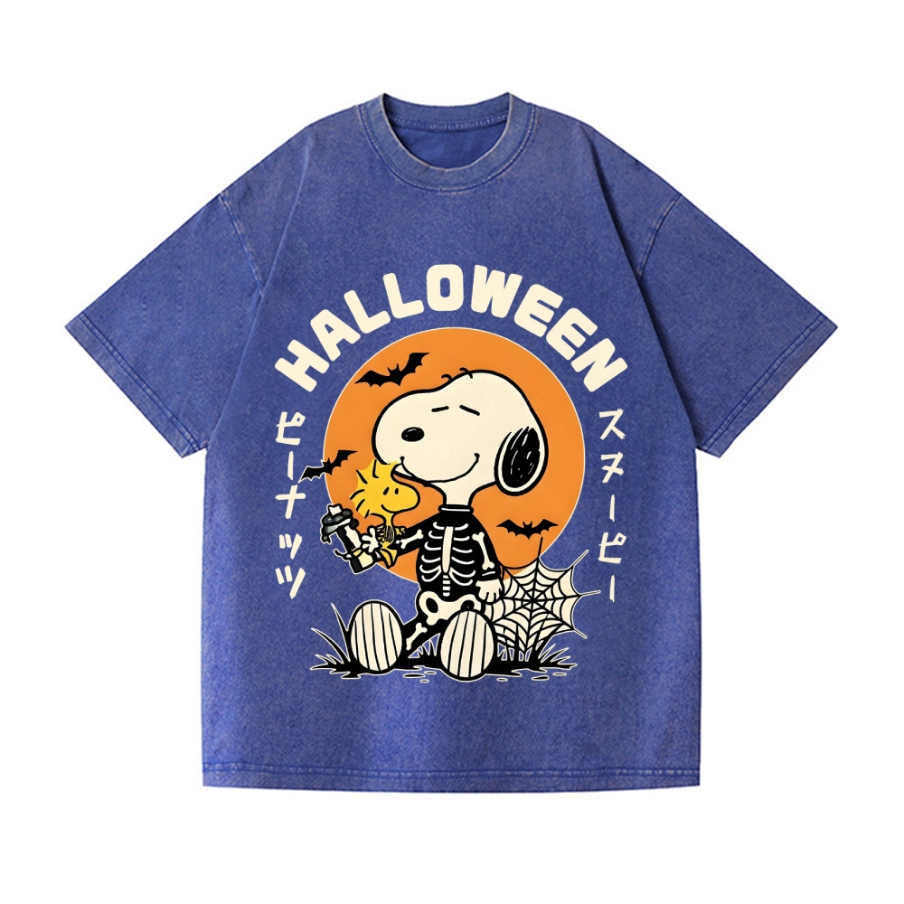 Halloween Dog Vintage Wash Japanese Design T-Shirt