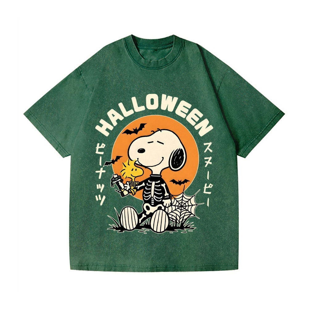 Halloween Dog Vintage Wash Japanese Design T-Shirt