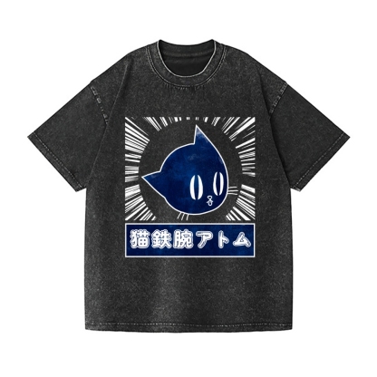 Cat Astro Boy Vintage Wash Japanese Design T-Shirt