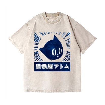 Cat Astro Boy Vintage Wash Japanese Design T-Shirt