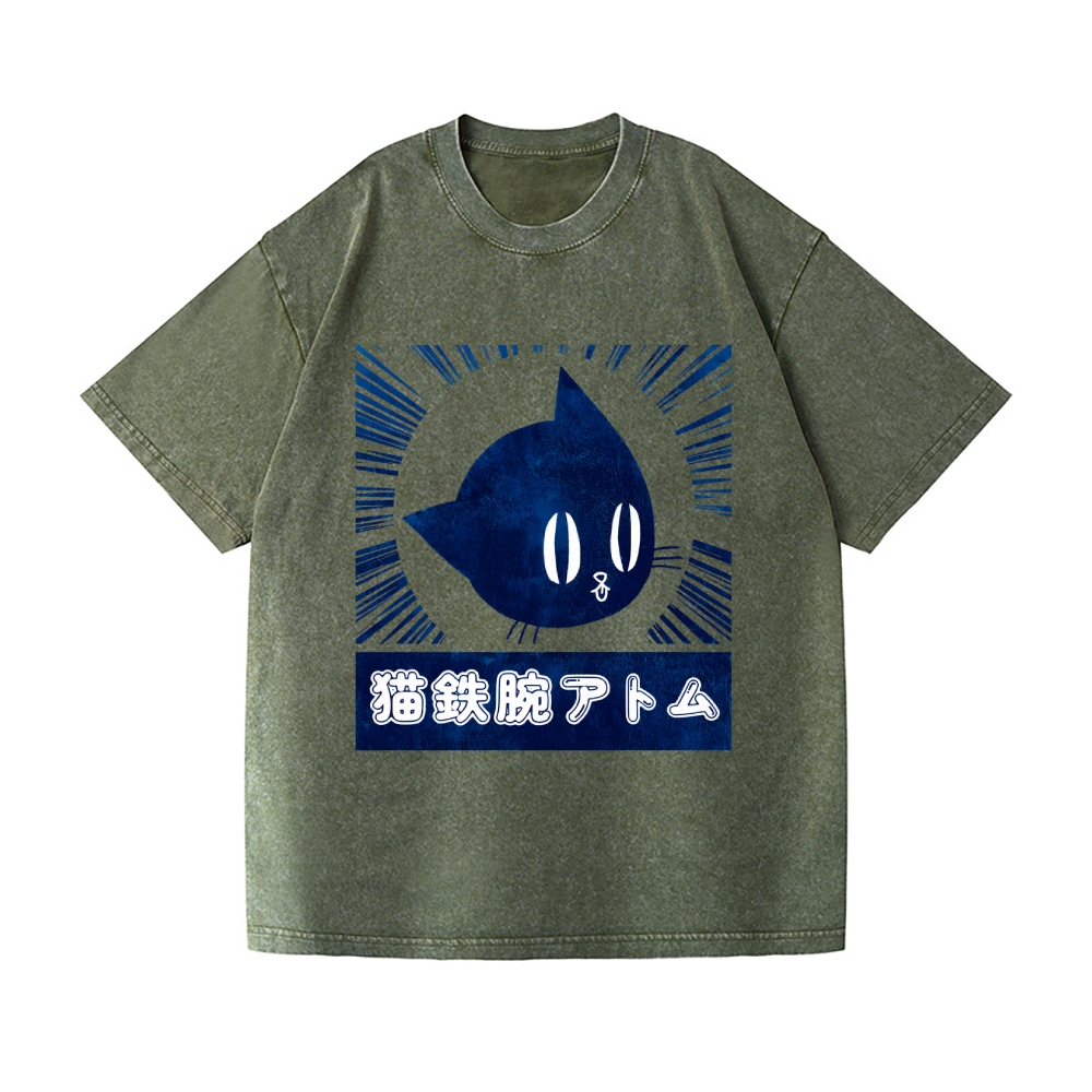 Cat Astro Boy Vintage Wash Japanese Design T-Shirt