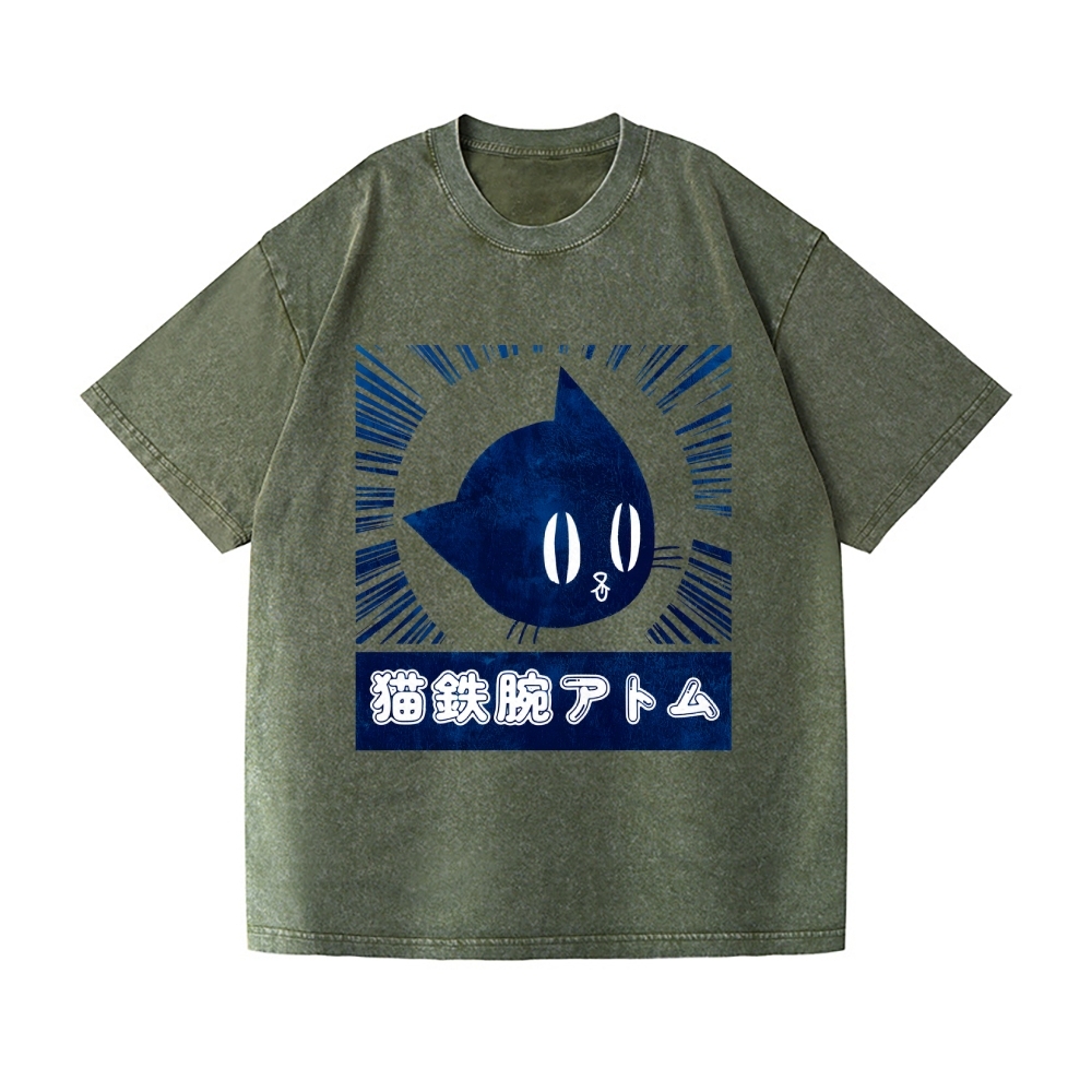 Cat Astro Boy Vintage Wash Japanese Design T-Shirt