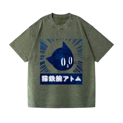 Cat Astro Boy Vintage Wash Japanese Design T-Shirt